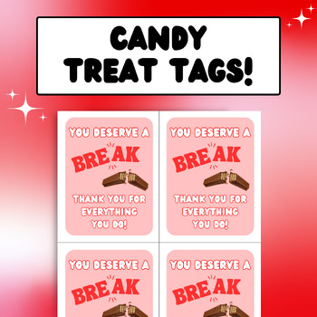 Preview of Chocolate Wafer Candy Treat Tag, Printable Treat Tag, Teacher Appreciation Week