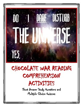 Preview of Chocolate War Reading Comprehension Activities