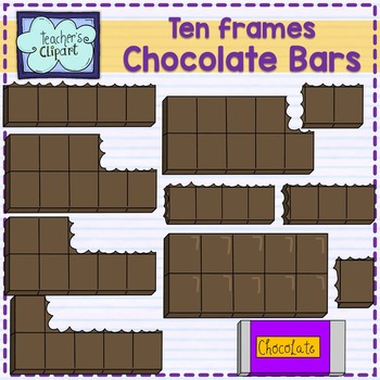 Preview of Chocolate bar {Ten Frames and fractions}