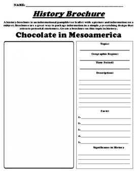 Preview of Chocolate in Mesoamerica  "Historic Brochure" UDL Worksheet & WebQuest