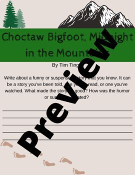 Preview of Choctaw Bigfoot, Midnight in the Mountains by Tim Tingle Lesson & TEST