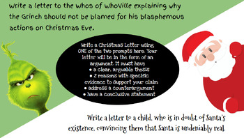 Preview of Choice Argument Prompt - Holiday Letter Edition