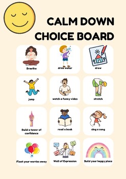 Preview of Calm Down Choice Board For Lower Elementary