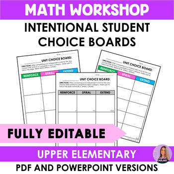 Preview of Math Workshop Intentional Student Choice Board - EDITABLE