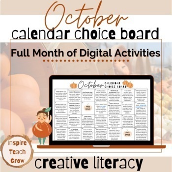 Preview of Choice Board Calendar- OCTOBER- digital choice board- gifted enrichment