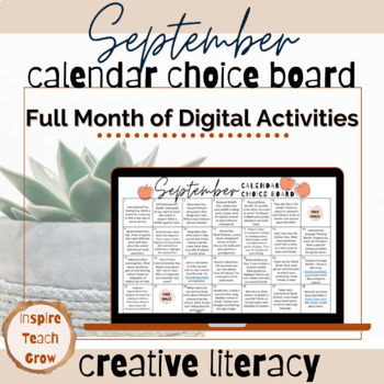Preview of Choice Board Calendar- SEPTEMBER- digital activities for the month