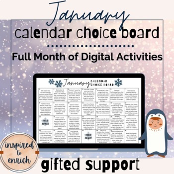 Preview of Choice Board Calendar for JANUARY for Google Slides