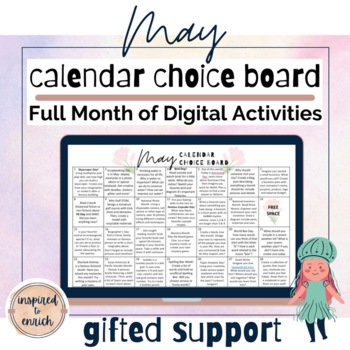 Preview of Choice Board Calendar for MAY for digital or in person creative learning