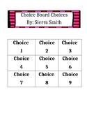 Choice Board Choices