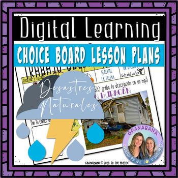 Preview of Choice Board Digital Learning | Desastres Naturales | Pretérito vs Imperfecto