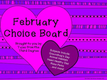 Preview of Reading and Writing Response Choice Board for February