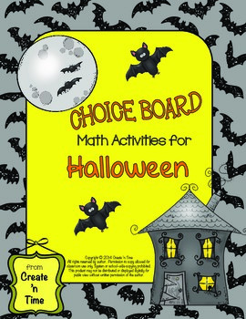 Preview of Choice Board Math Activities for Halloween