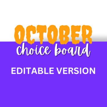 Preview of Choice Board October- EDITABLE