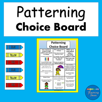 Preview of Choice Board Patterning Suitable for Distant Learning