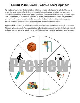 Preview of Choice Board: Recess