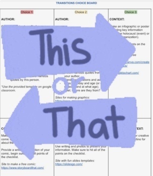 Preview of Choice Board Research Project: Author & Context, FREE
