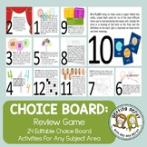 Choice Board Review - 24 Editable Activities for ANY Subje