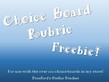 Preview of Choice Board Rubric Freebie Reading Menu Book Project Assessment Scoring Free