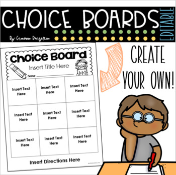 Preview of Choice Board Student Menu Tic Tac Toe Blank Templates Create Your Own Editable
