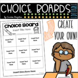 Choice Board Student Menu Tic Tac Toe Blank Templates Crea