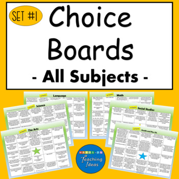 Preview of Choice Board Suitable for Distant Learning Set of 6 All Subjects (Set #1)