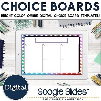 Preview of Editable Choice Board Template | Digital | Bright Ombre