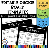 Editable Choice Boards Templates - Early Finishers Activit