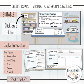 Preview of Choice Board | Virtual Classroom Stations 