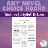 Choice Board for Any Novel- Digital and Print Options Included
