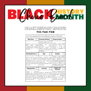 Preview of Choice Board for Black History Month | Black History Month Activities