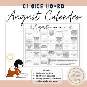 Preview of Choice Board for Creativity- summer learning- back to school- AUGUST