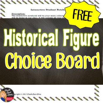 Preview of Choice Board for Historical Figure Project | FREE! | Grades 7-12