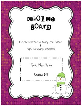 Preview of Choice Board for New Years Grade 1-2