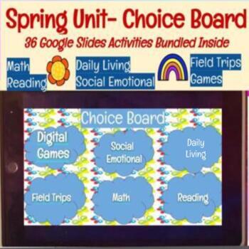 Preview of Choice Board with a Unit of Spring Digital Activities for Special Education