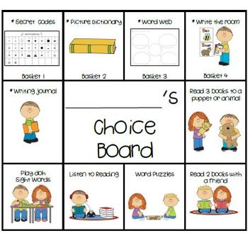 Choice Boards by Kooky Kindergarten | Teachers Pay Teachers