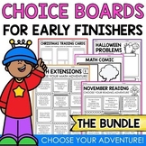 Choice Boards Activities Menu for Early Fast Finishers Mat