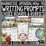 Choice Boards August Writing Prompts 3rd 4th Grade Literac