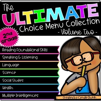 Preview of Choice Boards Choice Boards Second Grade BUNDLE Early Finishers Fast Finishers
