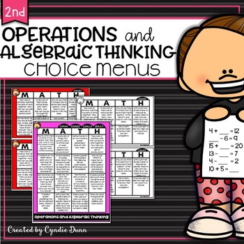 Preview of Choice Boards Choice Menus Second Grade OA Operations and Algebraic Thinking