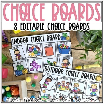 Preview of Choice Boards Activities - Editable Charts for Kids