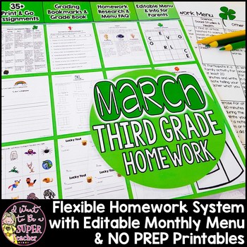 Preview of Choice Boards | Homework Choice Board | March Homework | March Centers