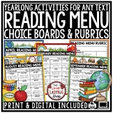 Choice Boards Reading Comprehension Response April May Literacy Center Menus