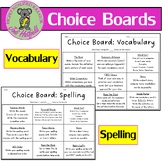 Choice Boards: Spelling and Vocabulary