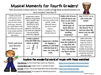 Preview of Choice Boards for Elementary General Music (Distance Learning)