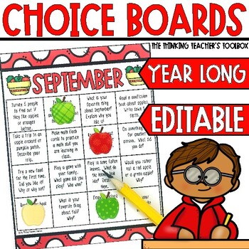 Preview of Choice Boards for Homework EDITABLE