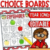 Choice Boards for Homework EDITABLE