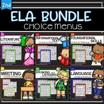 Preview of Choice Menus Choice Boards ELA Second Grade BUNDLE Early Finishers Fast Finisher