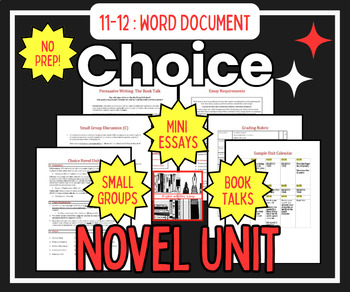 Preview of Choice Novel Unit Packet