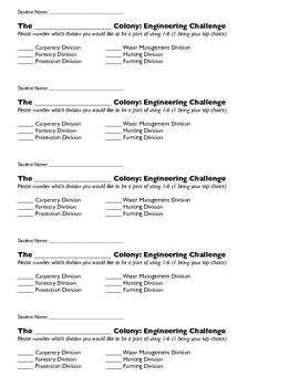 Preview of Choice Slips for 'Colonial America Meets Simple Machines!' Project