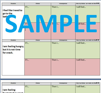 Preview of Choices Consequences Social Skills / Behavior Management Worksheet